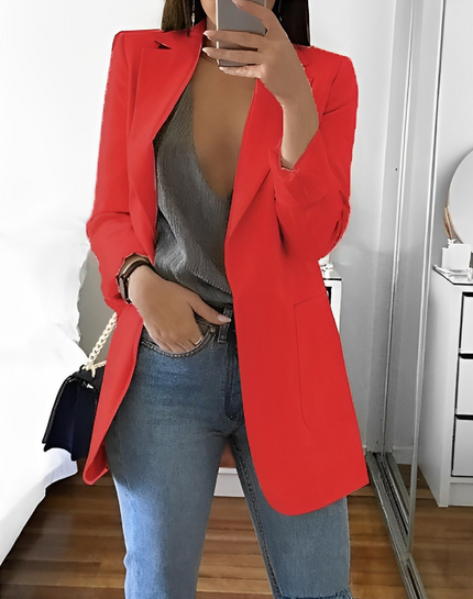 Women's Casual Open-Front Blazer Red Blazer