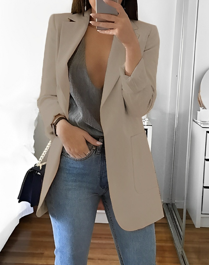 Women's Casual Open-Front Blazer Khaki Blazer
