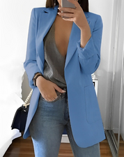 Women's Casual Open-Front Blazer Blue Blazer