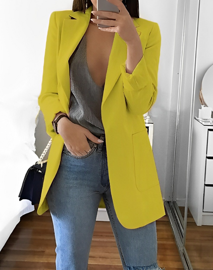 Women's Casual Open-Front Blazer Yellow Blazer