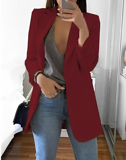 Women's Casual Open-Front Blazer Wine Blazer
