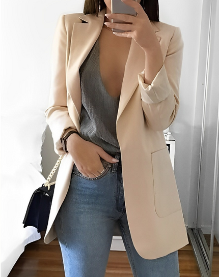 Women's Casual Open-Front Blazer Apricot Blazer