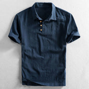 Amalfi Linen Polo Shirt Dark Blue Men Shirts