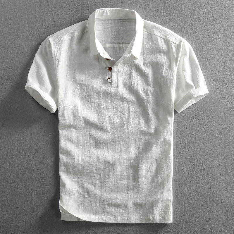 Amalfi Linen Polo Shirt Avorio White Men Shirts