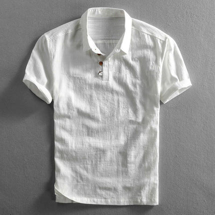Amalfi Linen Polo Shirt Avorio White Men Shirts