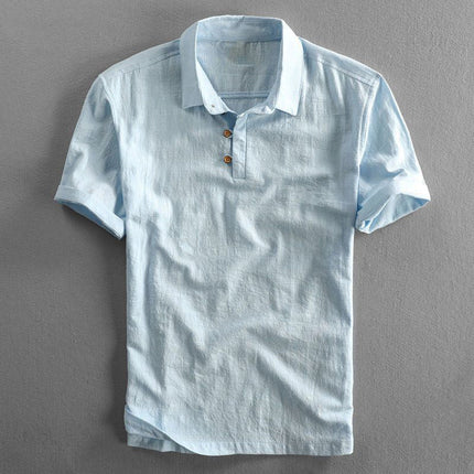 Amalfi Linen Polo Shirt Light Blue Men Shirts