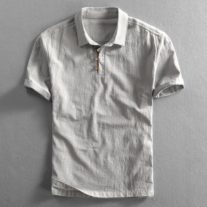 Amalfi Linen Polo Shirt Sterling Gray Men Shirts