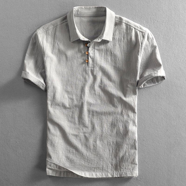 Amalfi Linen Polo Shirt Sterling Gray Men Shirts