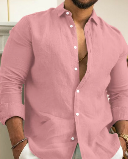 Men's Stylish Linen Shirt Pink Shirts