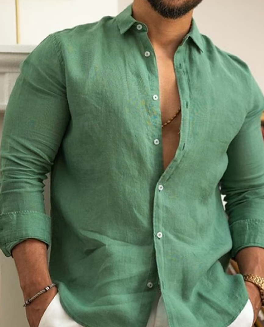 Men's Stylish Linen Shirt Green Shirts