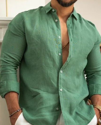 Men's Stylish Linen Shirt Green Shirts