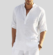 Adriano – Elegant Linen Shirt with Collar White Shirts