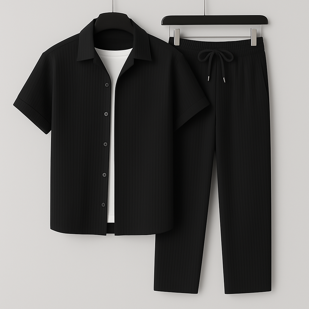 Cavari Relaxed Linen Set Black Men Set