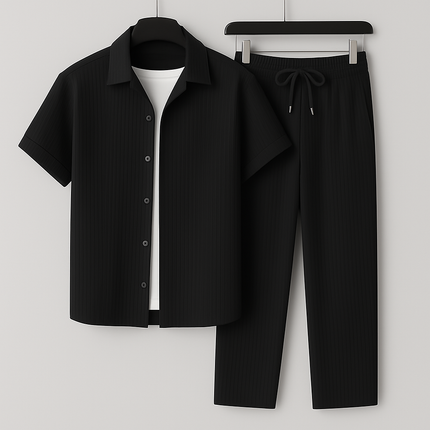 Cavari Relaxed Linen Set Black Men Set