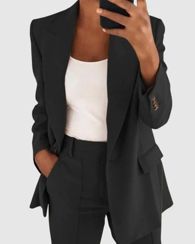 Women's Classic Blazer and Pants Set Black Blazer
