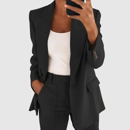 Women's Classic Blazer and Pants Set Black Blazer