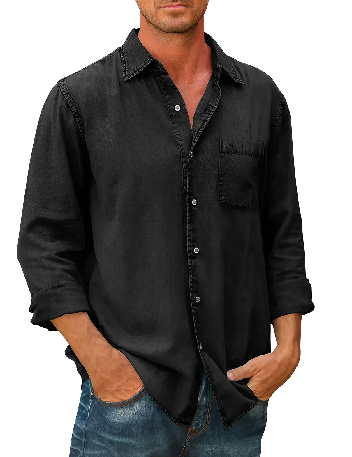 Mason | Casual Long-Sleeve Shirt Black Shirts