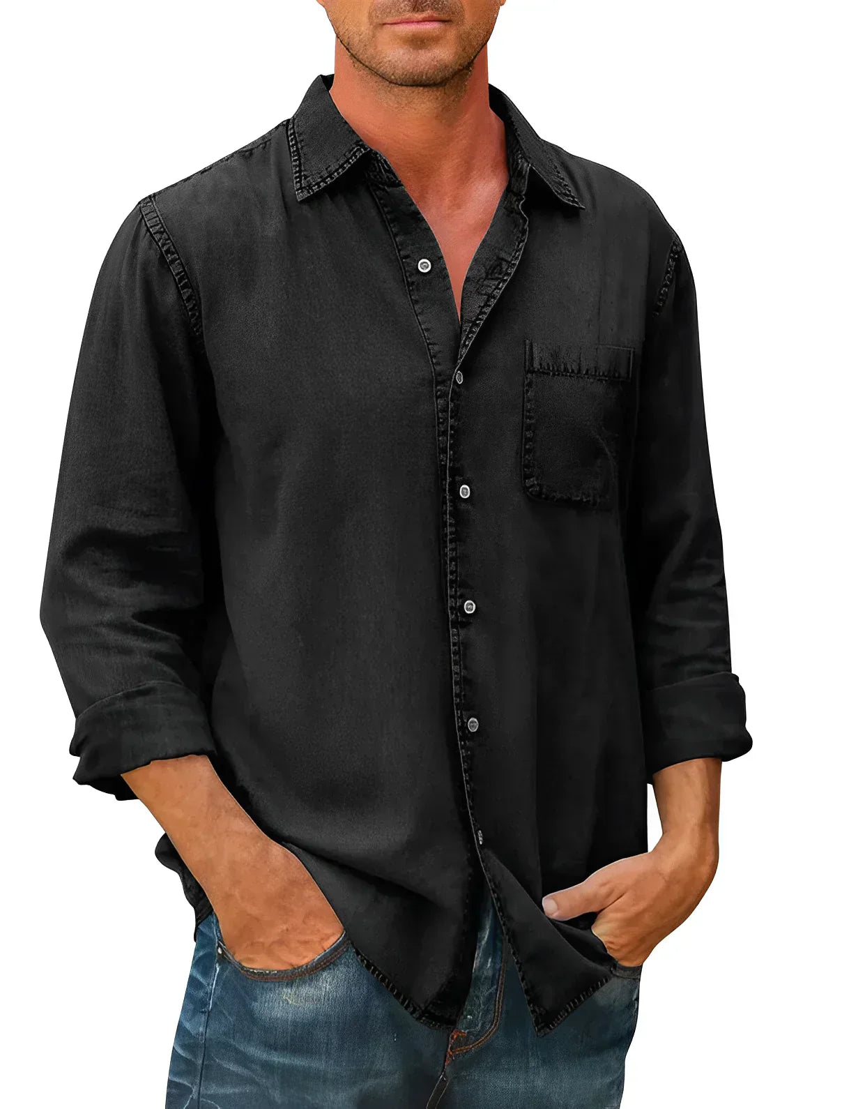 Mason | Casual Long-Sleeve Shirt Black Shirts