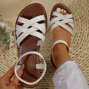Open Toe Strappy Gladiator Sandals White Sandals