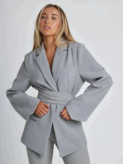 Women's Belted Blazer Blue Blazer