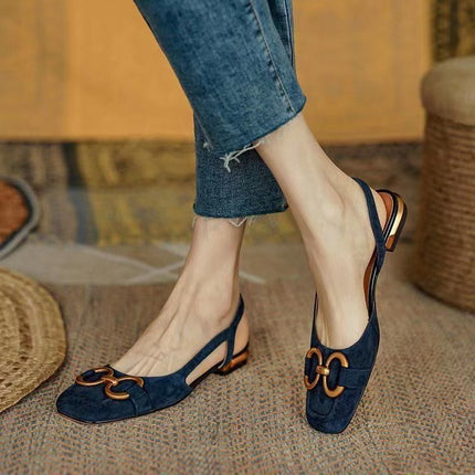 Audrey | Elegant Wildleder-Slingbacks Blue Shoes