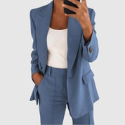 Women's Classic Blazer and Pants Set Blue Blazer