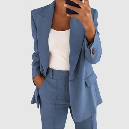 Women's Classic Blazer and Pants Set Blue Blazer
