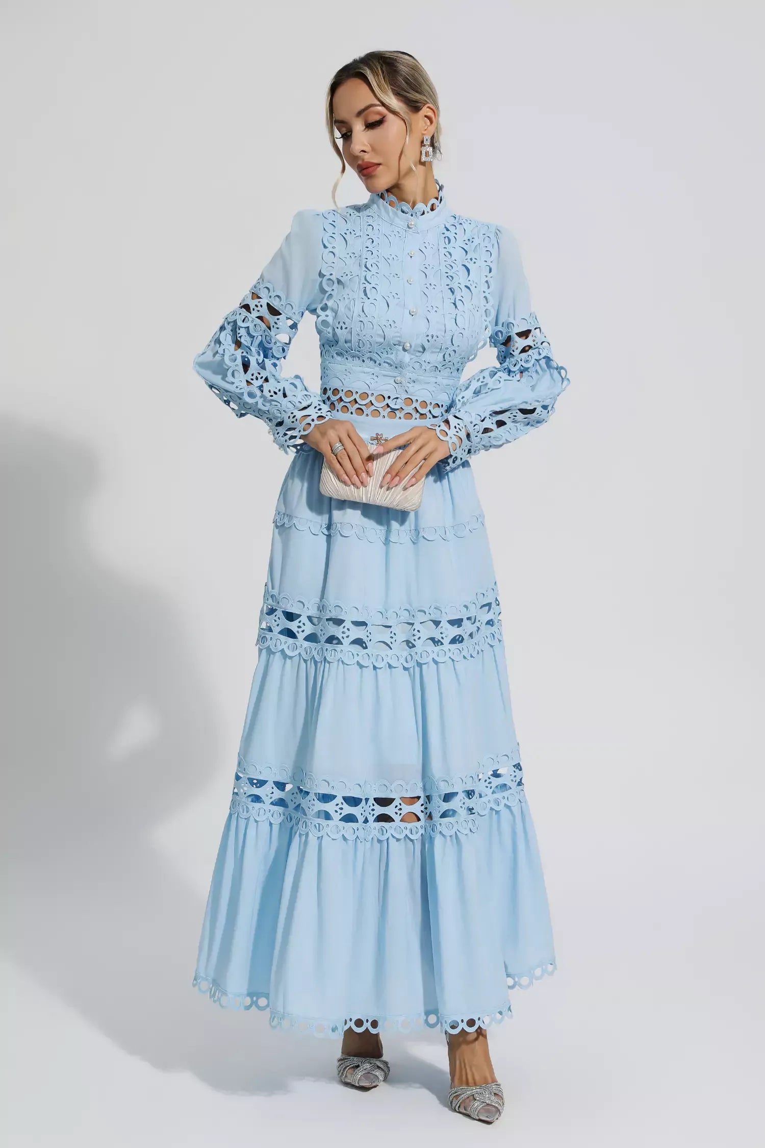 Cara™ | Blue Cut Out Long Sleeve Dress Dresses