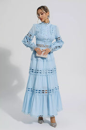 Cara™ | Blue Cut Out Long Sleeve Dress Dresses