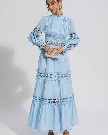 Cara™ | Blue Cut Out Long Sleeve Dress Dresses