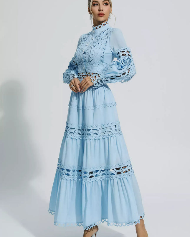 Cara™ | Blue Cut Out Long Sleeve Dress Dresses