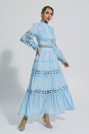 Cara™ | Blue Cut Out Long Sleeve Dress Dresses