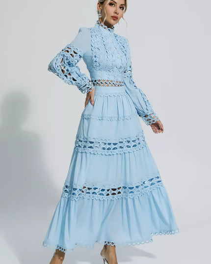 Cara™ | Blue Cut Out Long Sleeve Dress Dresses