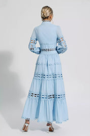 Cara™ | Blue Cut Out Long Sleeve Dress Dresses