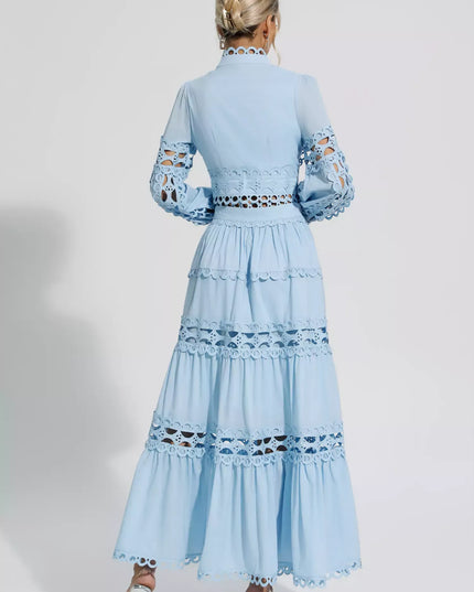 Cara™ | Blue Cut Out Long Sleeve Dress Dresses