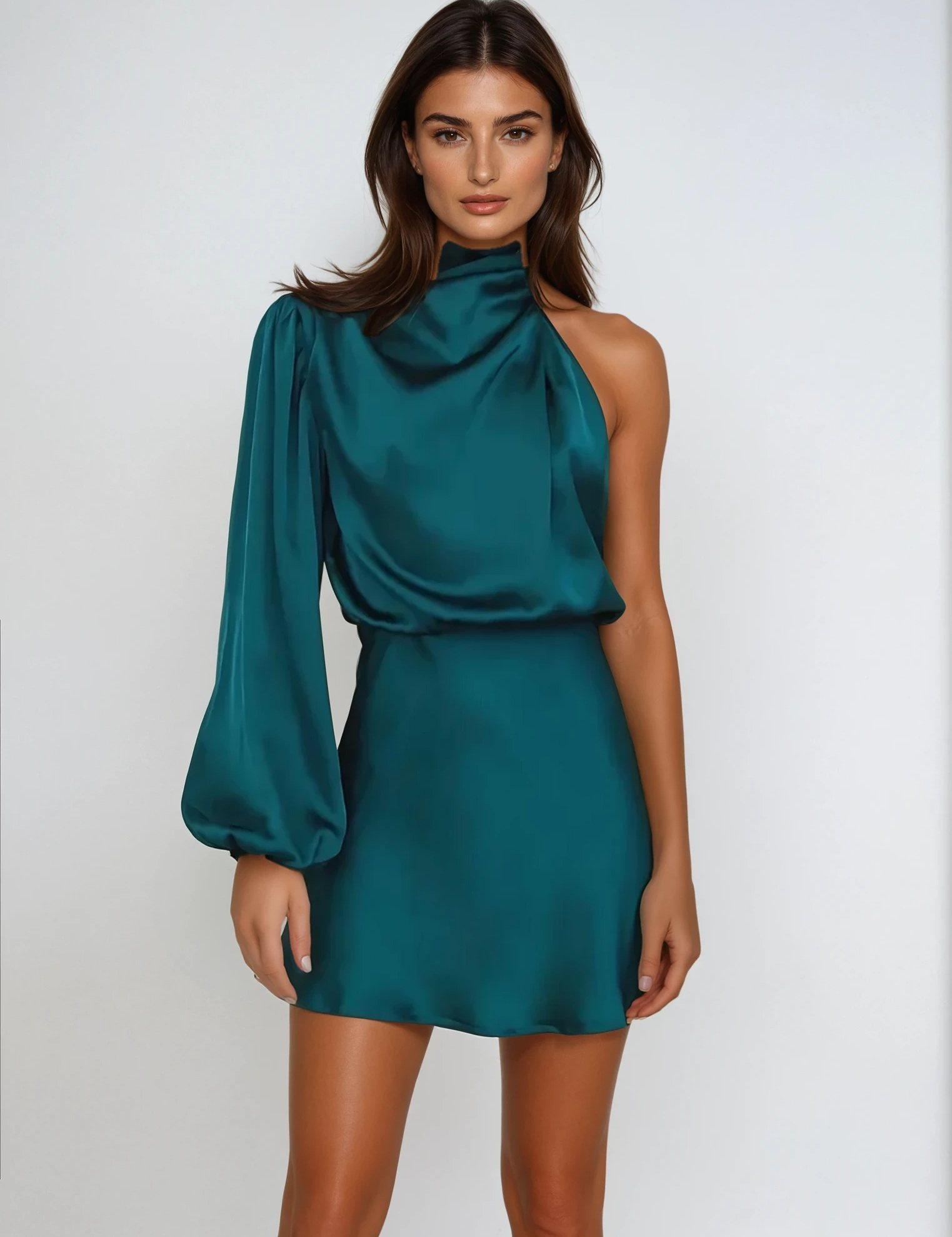 One-Shoulder Satin Evening Dress Royal Blue Dresses