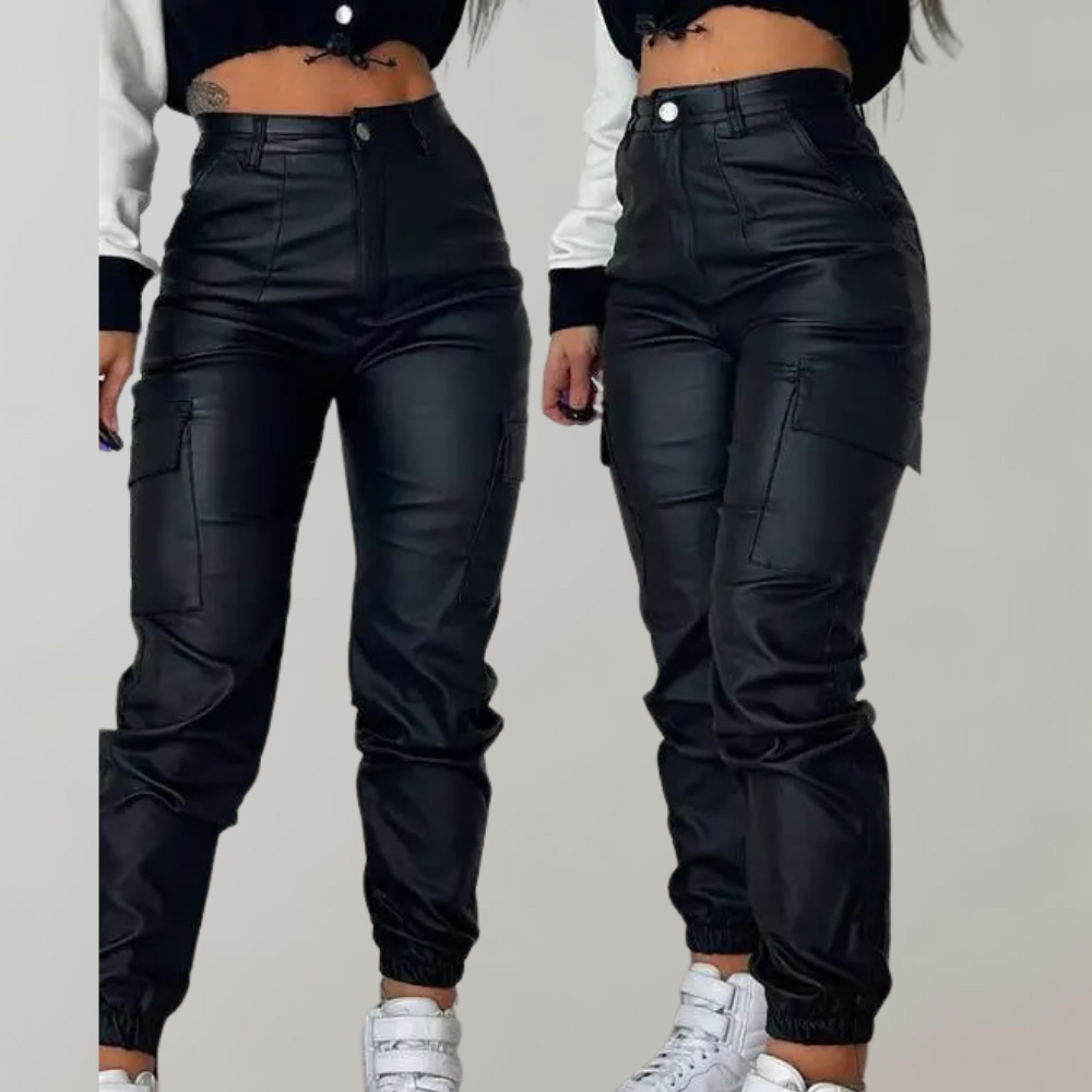 Women's High-Waisted Elegant Cargo Pants Black Cargo Pants