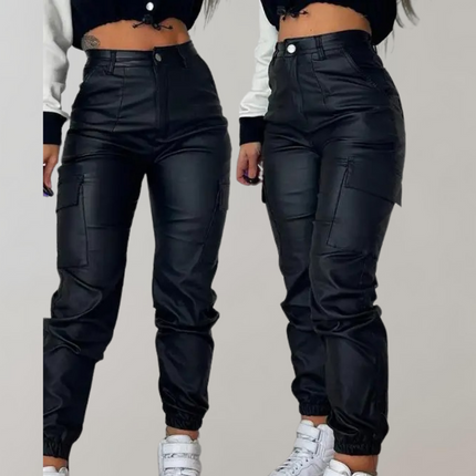 Women's High-Waisted Elegant Cargo Pants Black Cargo Pants