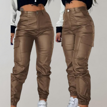 Women's High-Waisted Elegant Cargo Pants Brown Cargo Pants