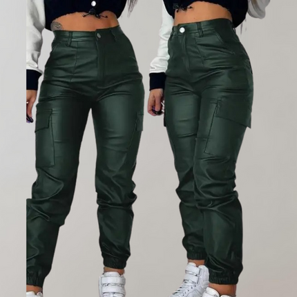 Women's High-Waisted Elegant Cargo Pants Green Cargo Pants