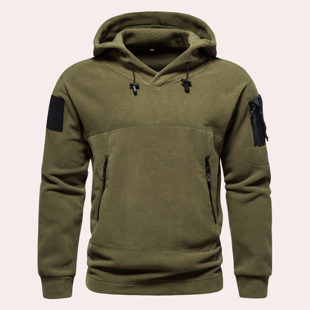 Multi-Pocket Tactical Fleece Hoodie Army green Fleece Hoodie
