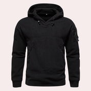 Multi-Pocket Tactical Fleece Hoodie Black Fleece Hoodie