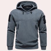Multi-Pocket Tactical Fleece Hoodie Grey Fleece Hoodie