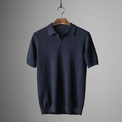Charles | Peruvian Cotton Polo Shirt Dark Blue Polo Shirts