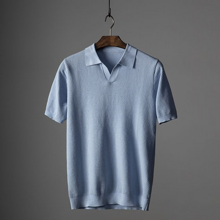 Charles | Peruvian Cotton Polo Shirt Blue Polo Shirts