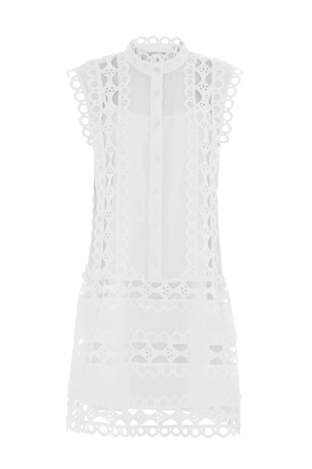 White Capri Mini Broderie Lace Dress Dresses