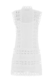 White Capri Mini Broderie Lace Dress Dresses