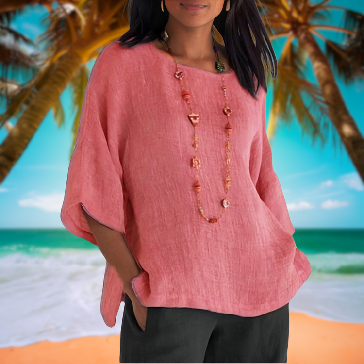 Audrey | Summer Linen Top Pink women