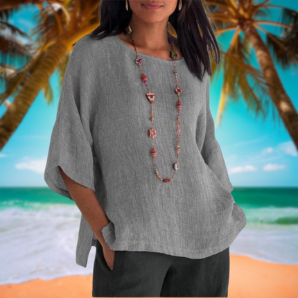 Audrey | Summer Linen Top Grey women
