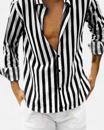 The Vittorio Striped Summer Shirt Black Shirts